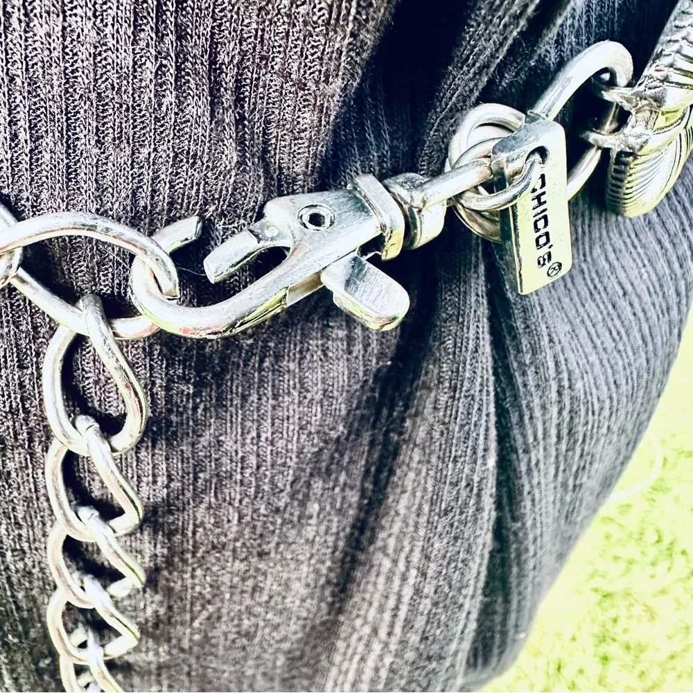 Chico's Silver Chain Statement Belt with blue & green accents - Picture 10 of 10